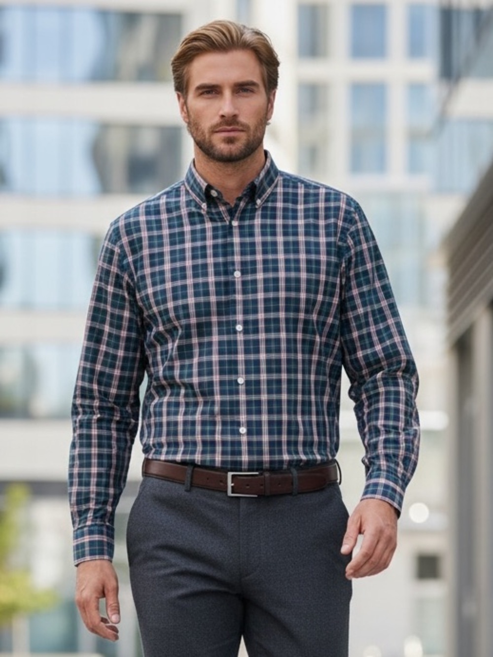 Mizzen+Main Leeward XXL Trim Fit Performance Button Down Plaid Shir